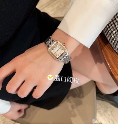 Panthere de Cartier 27*37MM Swiss Quartz Movement Diamond Bezel Silver Bracelet Women Watch